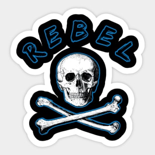 Rebel Pirate Skull and Cross Bones in Blue Sticker